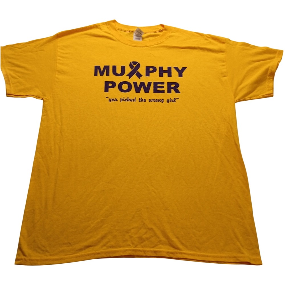 Gildan T-Shirt Women's Murphy Power Graphic Ribbon Yellow Large Awareness Tee